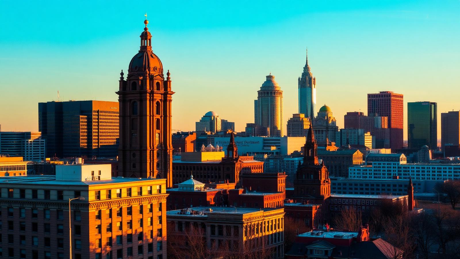 Kansas City skyline at golden hour